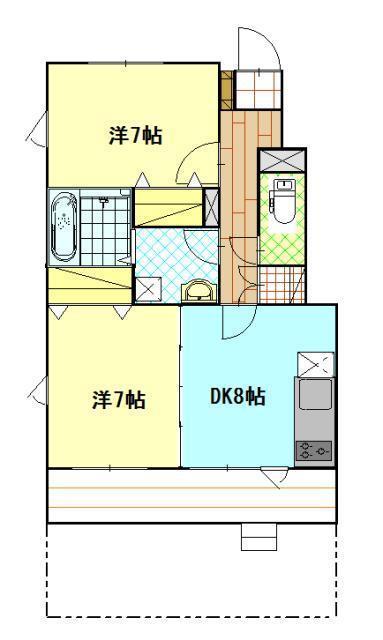 シャルム南風A(2DK/1階)の間取り写真