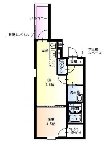 フジパレス新深江VIII番館(1DK/2階)の間取り写真