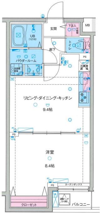 MAXIV亀戸水神GENOVIA SKYGARDEN(1LDK/1階)の間取り写真