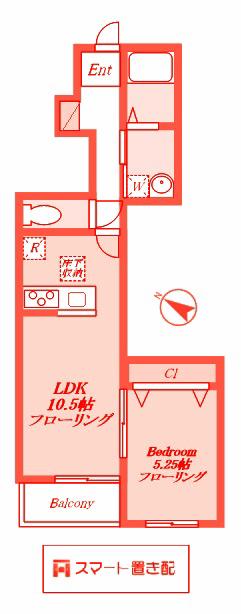 ナーシサス・コート大倉山 BI棟(1LDK/1階)の間取り写真