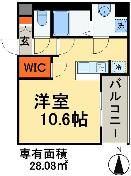 N・Mヒルズ弥生(1K/4階)の間取り写真