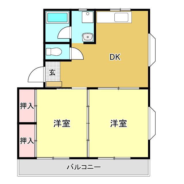 GRAND TAGE土居町(2DK/1階)の間取り写真