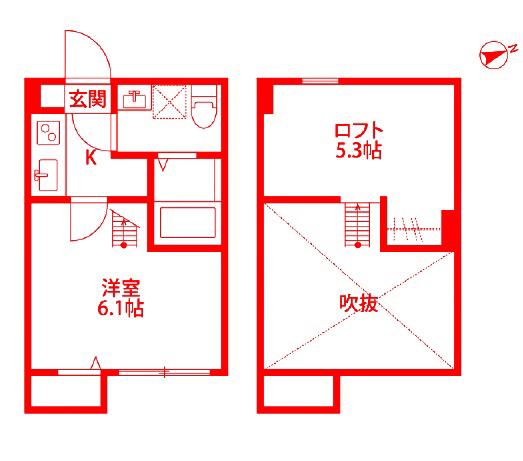 KURASUCO戸塚(1K/1階)の間取り写真