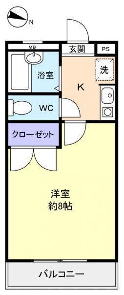 フローラ(1K/2階)の間取り写真