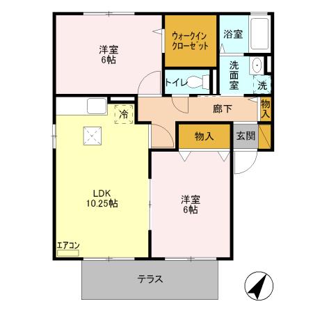 フラッツABC(2LDK/1階)の間取り写真