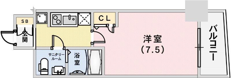 SERENITE三宮(1K/3階)の間取り写真