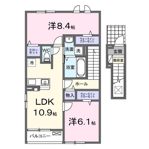 チェリーヒルズ(2LDK/2階)の間取り写真