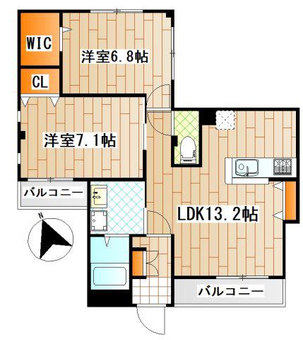 ガーデンブリーズ(2LDK/2階)の間取り写真