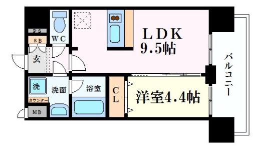 プレサンス大阪天満リバーシア(1LDK/2階)の間取り写真