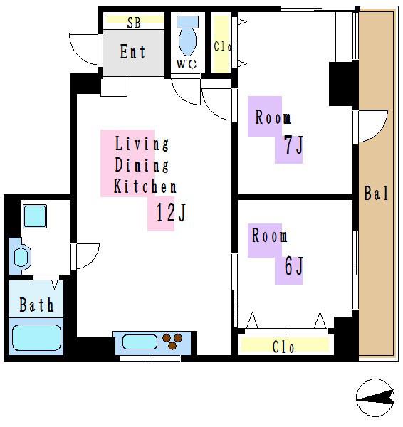 祥日南砂BLDG(2LDK/8階)の間取り写真