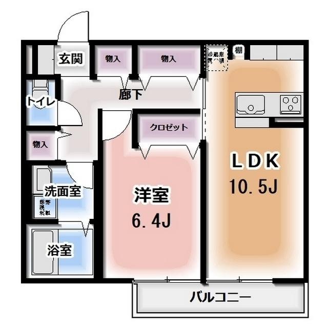 KOMOREBI GARDEN中田本町A(1LDK/3階)の間取り写真