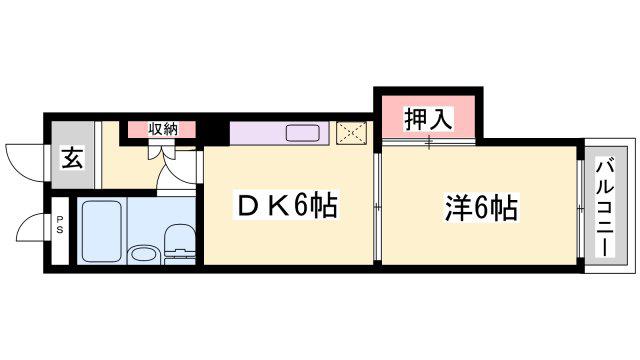土山中村コーポI(1DK/5階)の間取り写真