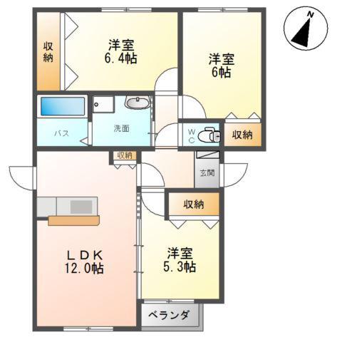 エスポワールYAMASO(3LDK/1階)の間取り写真