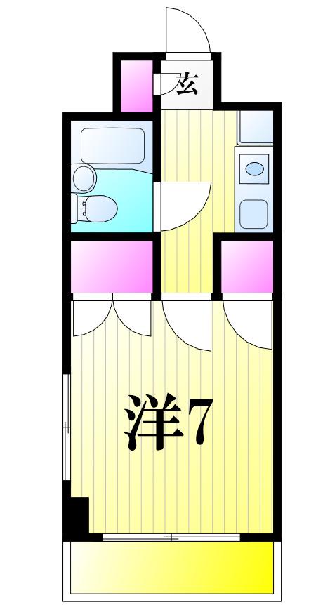 ベルシティ(1K/7階)の間取り写真