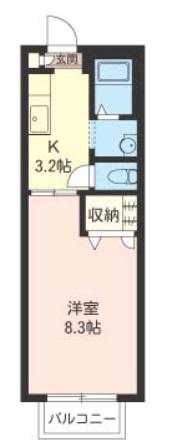 イル茅ヶ崎(1K/1階)の間取り写真