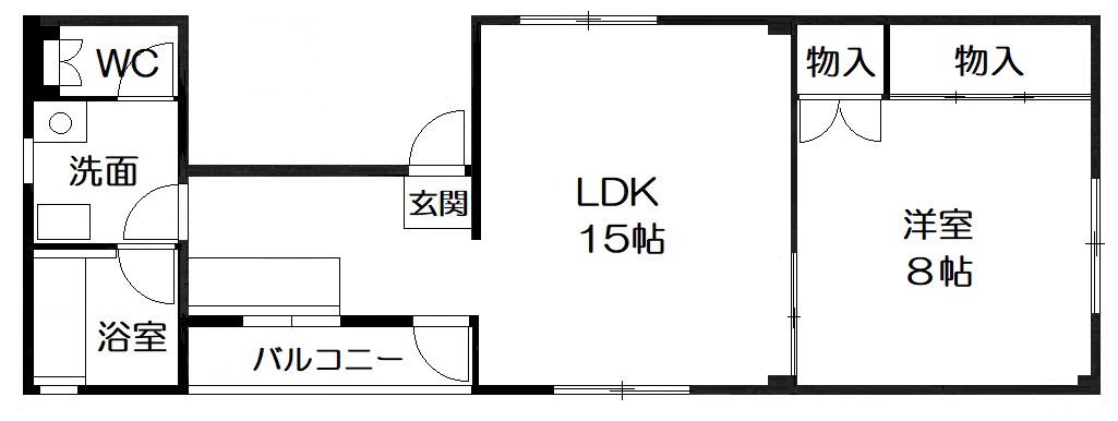 丸山ビル(1LDK/3階)の間取り写真