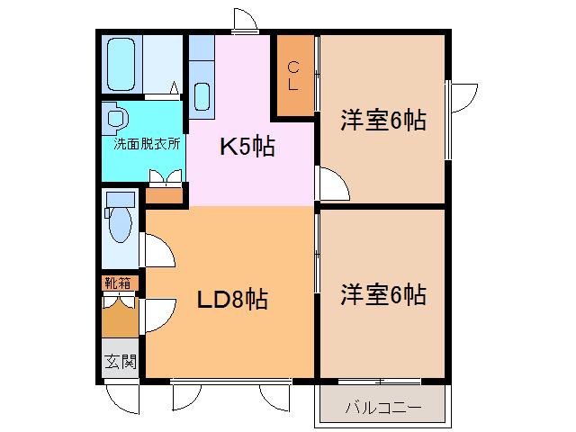 LIFE MATA2(2LDK/2階)の間取り写真