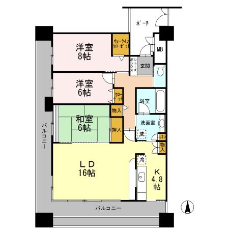 ディーグランセ泉野(3LDK/2階)の間取り写真
