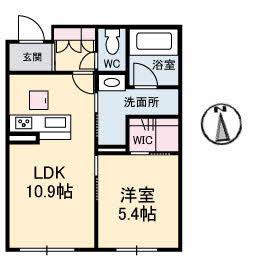 フィオーレ(1LDK/1階)の間取り写真