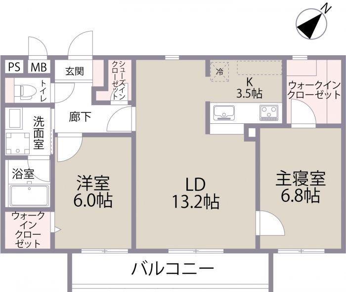 グリニッジコート(2LDK/2階)の間取り写真