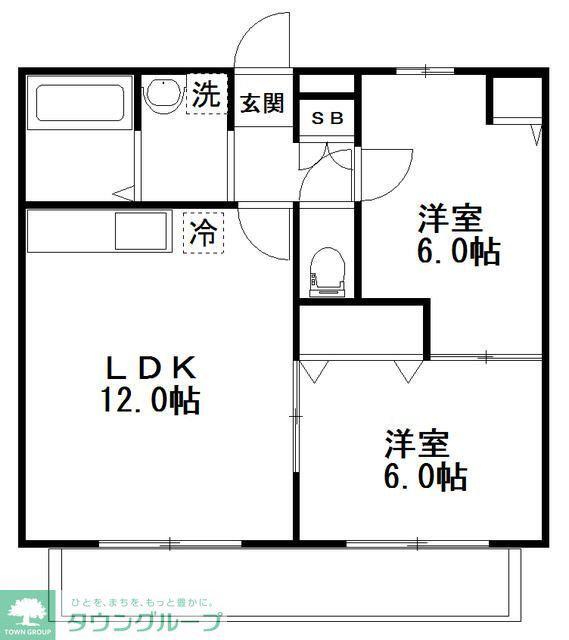 プランドールA棟(2LDK/2階)の間取り写真