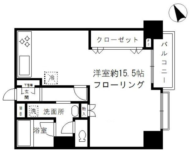 茅場町アヴィニヨン(ワンルーム/4階)の間取り写真