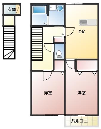 コミュニティビレッジ下小田A(2DK/2階)の間取り写真