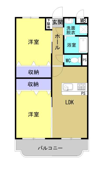 ユーミー老松(2LDK/1階)の間取り写真
