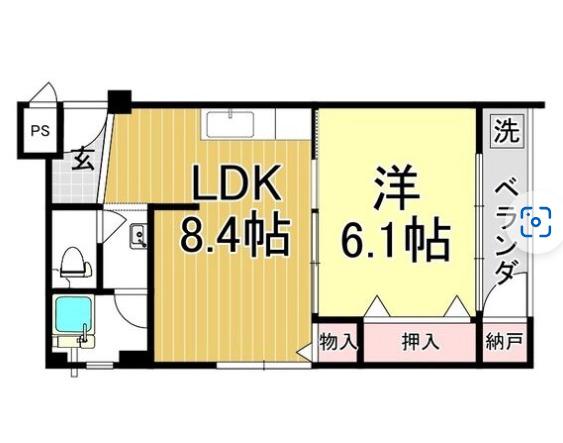 大協ビル(1LDK/4階)の間取り写真