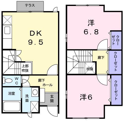 マルニーI(2DK/1階)の間取り写真