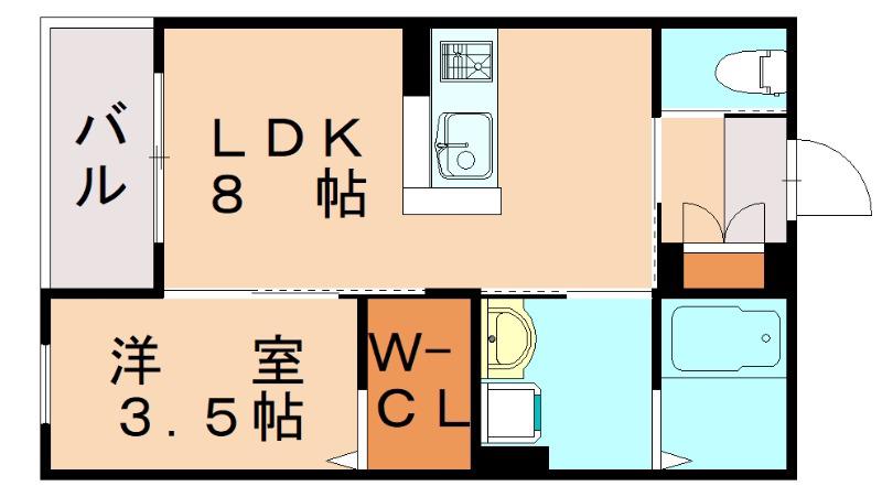 ROBOT HOME 大橋(1LDK/2階)の間取り写真