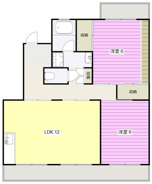 ラフォーレ渡瀬B(2LDK/4階)の間取り写真