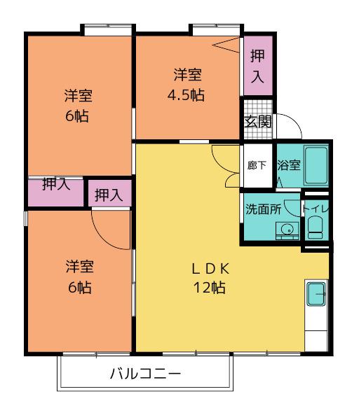 セジュールコンフォール(3LDK/1階)の間取り写真