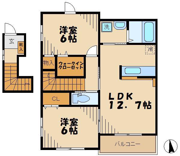 PARK HOUSE(2LDK/2階)の間取り写真