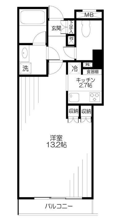 ザ 湾岸タワー レックスガーデン(1K/13階)の間取り写真