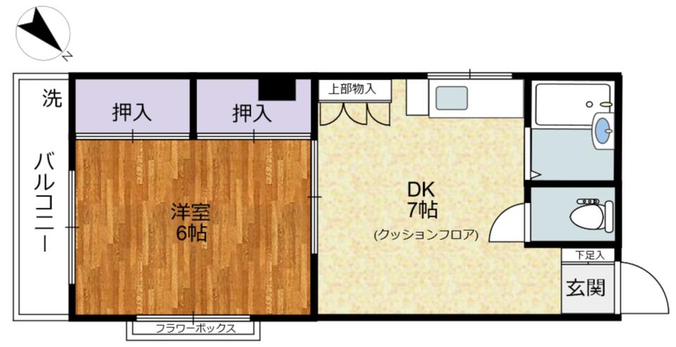 矢野ビル(1DK/4階)の間取り写真