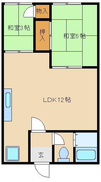 井上アパート(2LDK/2階)の間取り写真