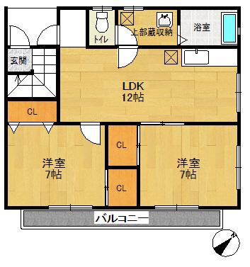 ソレアードI(2LDK/1階)の間取り写真