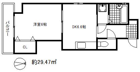 ル・ムーブル井村(1DK/9階)の間取り写真