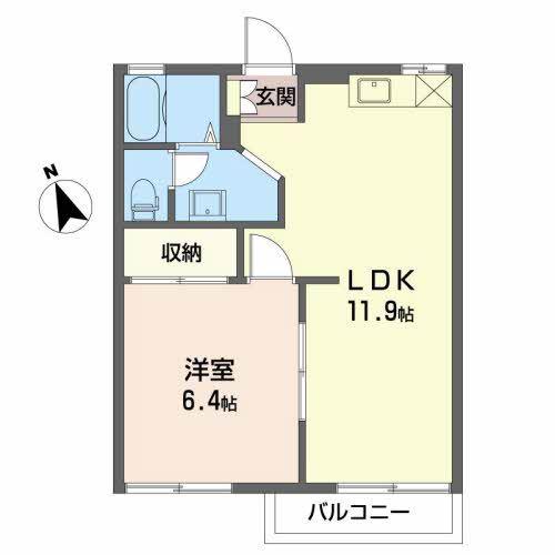フレグランスU(1LDK/1階)の間取り写真