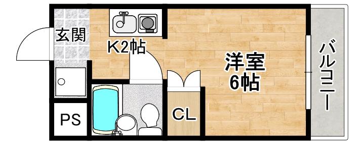 ロイヤルエスペラントオクノ(1K/4階)の間取り写真