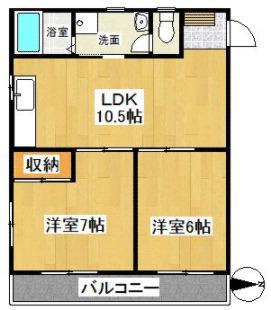 第二 ユニティ(2LDK/3階)の間取り写真