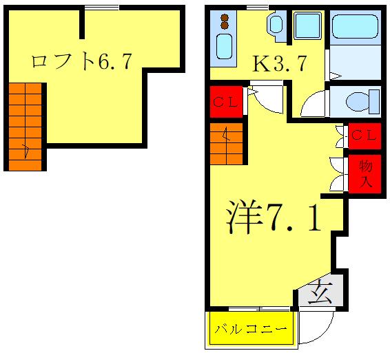 LIBERTA(1K/1階)の間取り写真
