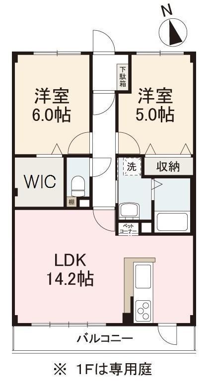 フォブールK.K(2LDK/2階)の間取り写真