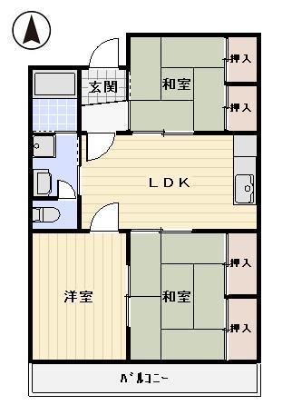 グリーンハイツ(3LDK/2階)の間取り写真