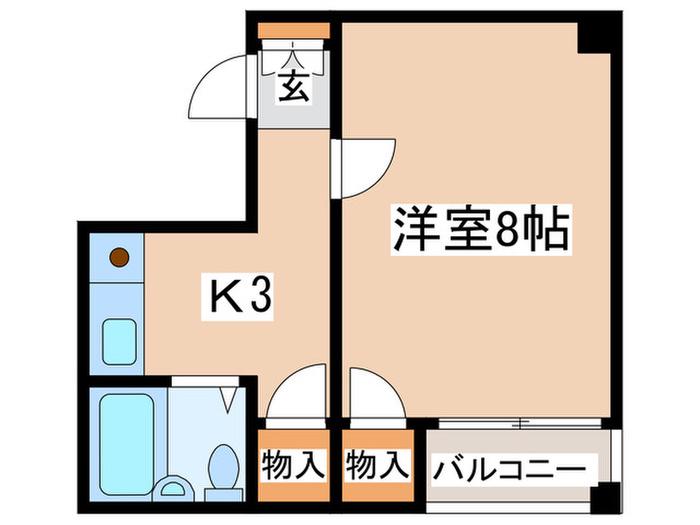 ハピネス南市岡(1K/2階)の間取り写真