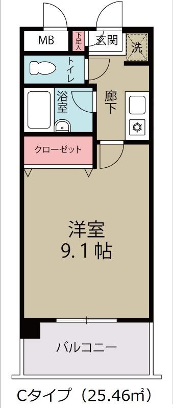 リバレイン(1K/2階)の間取り写真