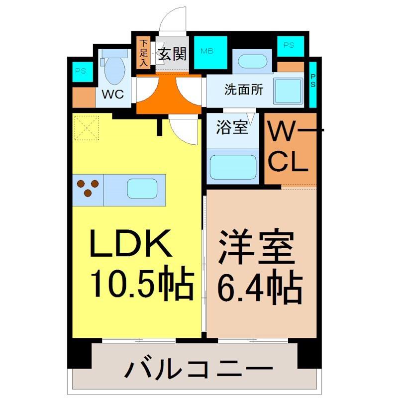 プレサンス名古屋STATIONビジュ(1LDK/15階)の間取り写真