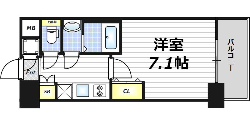 レジュールアッシュ梅田レジデンス(1K/3階)の間取り写真