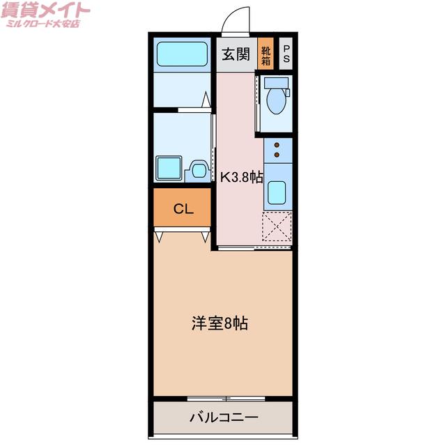 S・GRANDE A棟(1K/1階)の間取り写真